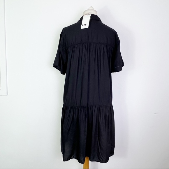 Long Tall Sally Black Short Sleeve Tiered Buffet Button Front Dress UK Size 12 - Picture 5 of 7